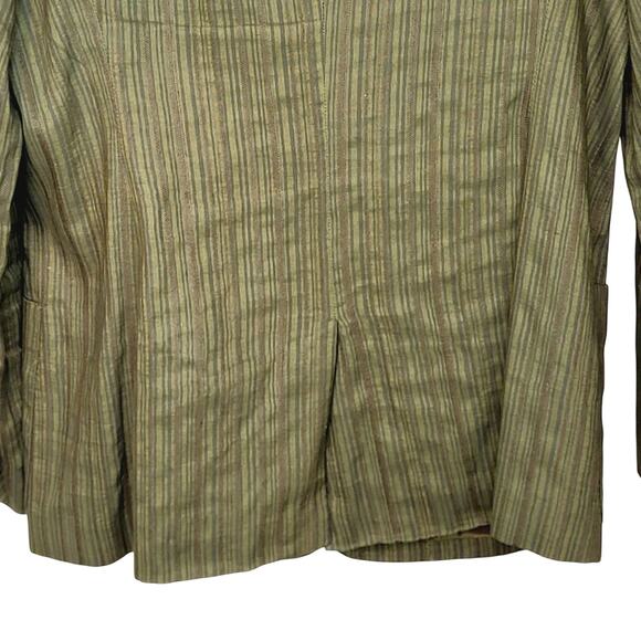 Vintage Jones New York Country Linen Blend Green Textured Striped Blazer Size 12 - Picture 6 of 10